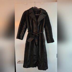 Vintage Black Leather And Suede Trench 90s